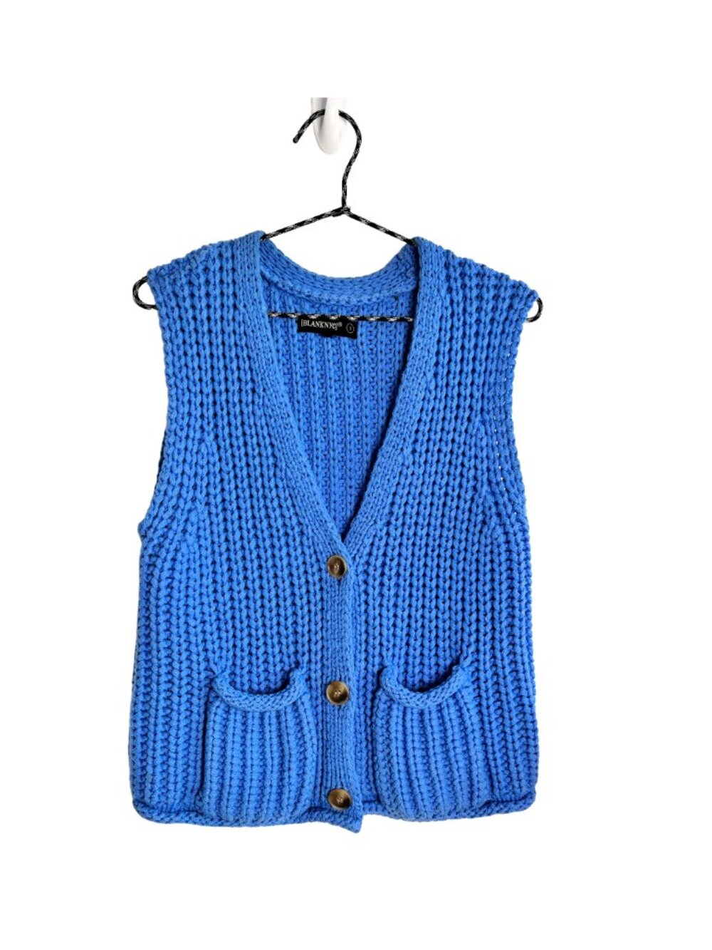 Blank NYC Light Blue Chunky Knit Preppy Cozy Cropped Sweater Vest
